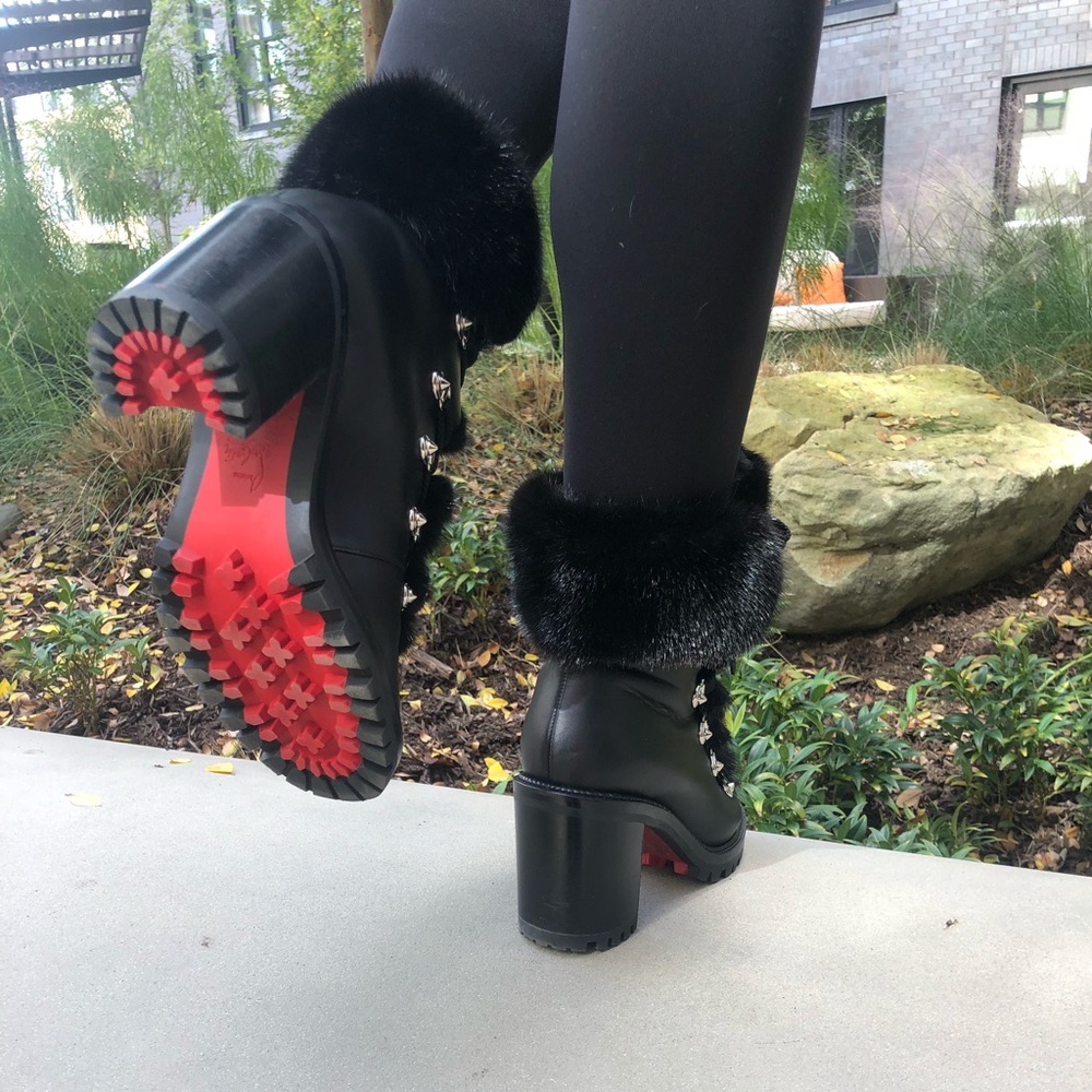 🔺SALE! 🔺Christian louboutin lace-up fur boots